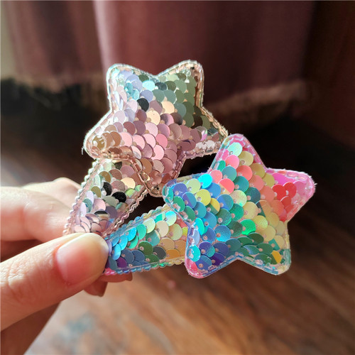 亮片闪亮五角星发夹儿童发夹可爱