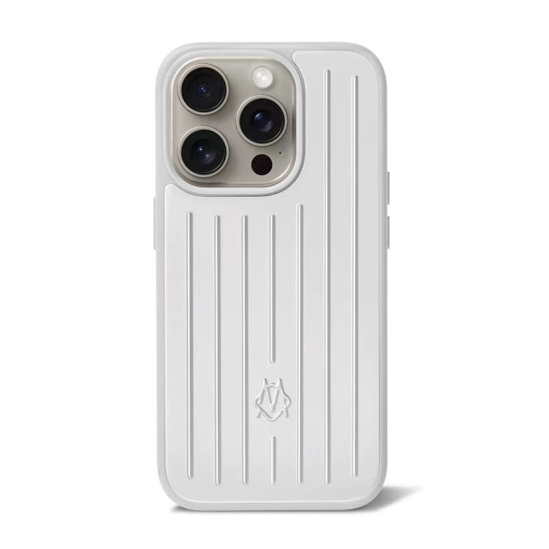 适用于日默瓦苹果15promax手机壳rimowa潮牌15pro手机6.1寸保护套行李箱手机保护套银色铝镁合金材质商务时尚