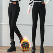 百搭休闲保暖小脚黑裤 高弹加厚高腰修身 女秋冬2025新款 加绒打底裤