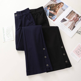 垂感开叉喇叭长裤 高腰微喇裤 设计感显瘦百搭马蹄裤 新款 女2026春季