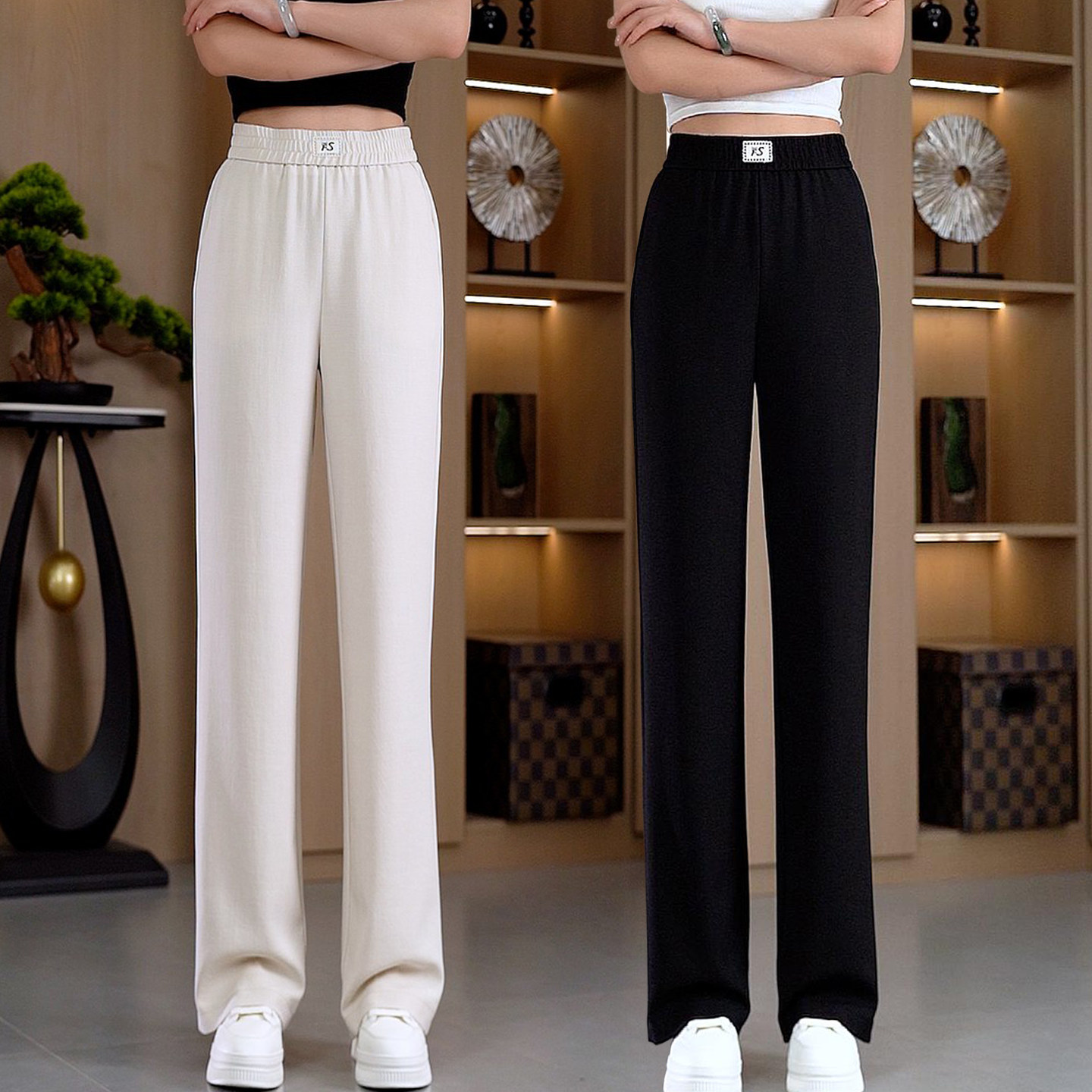 夏季薄款凉感天丝亚麻裤子2026新款高腰显瘦垂感休闲窄版直筒裤女