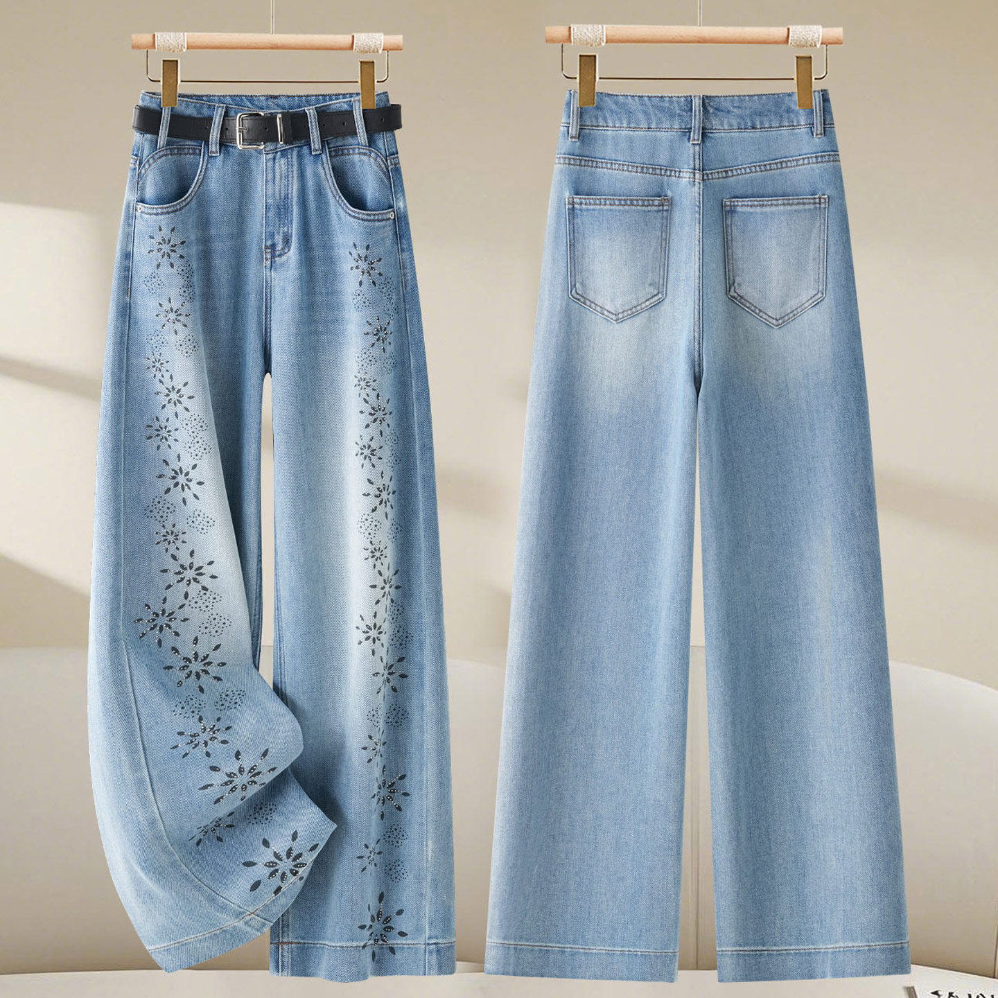 牛仔阔腿裤女2026春季新款高级感显瘦高腰时尚百搭垂感直筒裤子,女装/女士精品,牛仔裤,淘宝优惠券,粉丝福利购,淘宝优惠卷