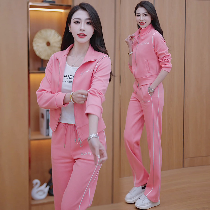 春秋运动套装女2025新款韩系洋气减龄休闲卫衣外套阔腿裤两件套潮,女装/女士精品,休闲运动套装,淘宝优惠券,粉丝福利购,淘宝优惠卷