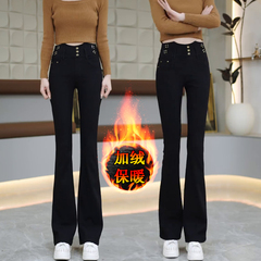 加绒外穿打底裤女2024新款秋冬高腰显瘦弹力加厚保暖微喇小黑裤子