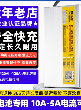 锂电池充电器可调48V60V72V伏10A三元锂铁锂电动车大功率快充铝壳