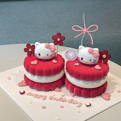 儿童双胞胎生日蛋糕kt猫jerry cat可爱卡通猫造型夹心饼干蛋糕