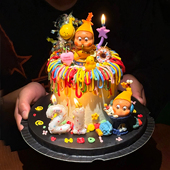 卡通生日星星人蛋糕装 饰超可爱数字蜡烛星人鸭子甜甜圈多巴胺插件