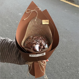秋冬季 纸DIY棕色系板栗花手捧花送姐妹 饰包装 糖炒栗子花束烘焙装