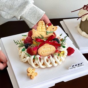 2025圣诞节平安夜浆果腊肠犬小奶糕蛋糕挞姜饼人字母饼干DIY丝带