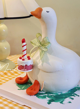 三十鹅立烘焙蛋糕装饰插件立体大白鹅而立之年蜡烛蘑菇男款蛋糕