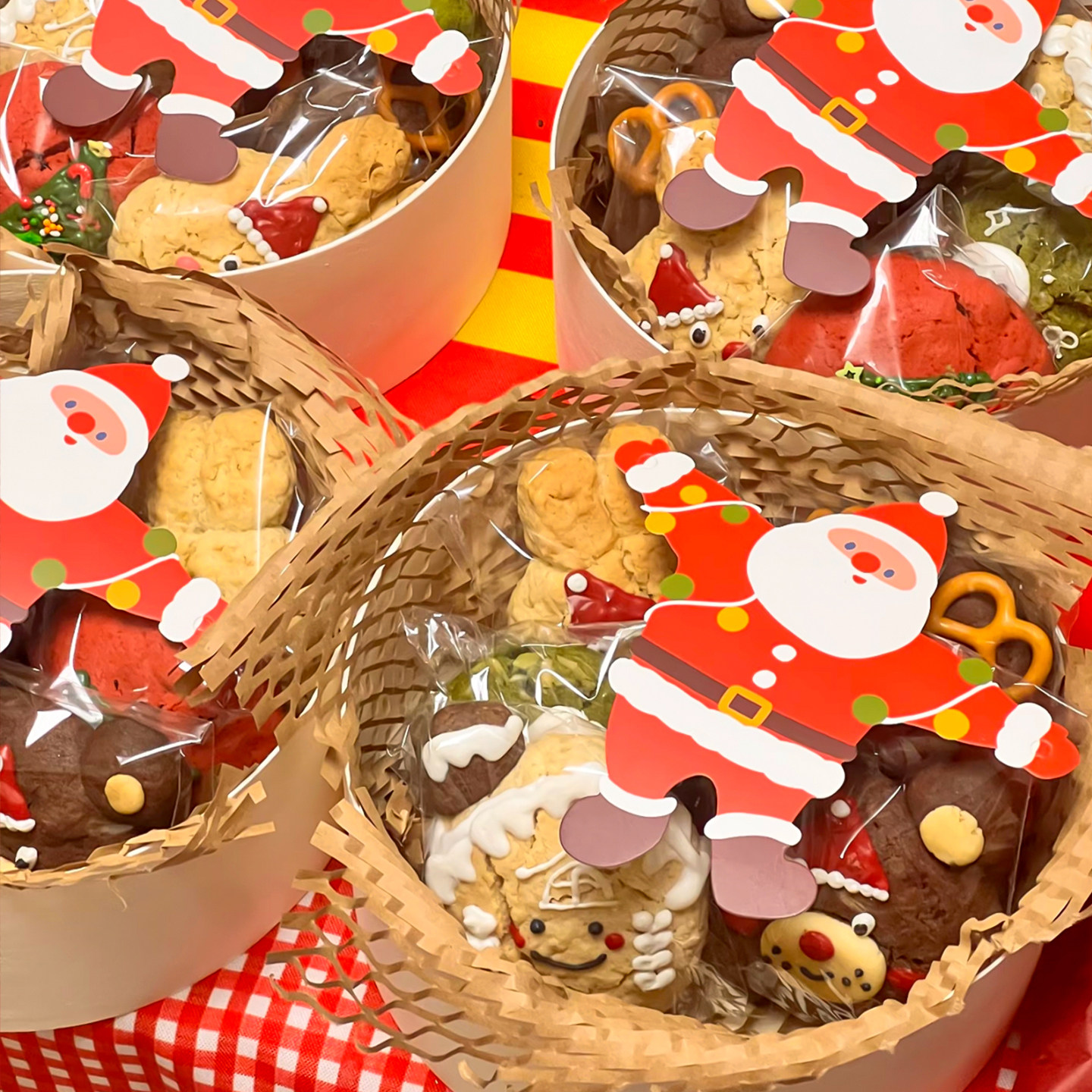 网红圣诞节主题糖果饼干曲奇礼盒礼品盒伴手礼圣诞老人卡蜂窝材料