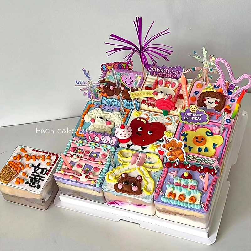 春日ins春游野餐奶油手绘方形杯子甜品幼儿园学校聚餐慕斯杯蛋糕,节庆用品/礼品,蛋糕/烘焙装饰用品,淘宝优惠券,粉丝福利购,淘宝优惠卷