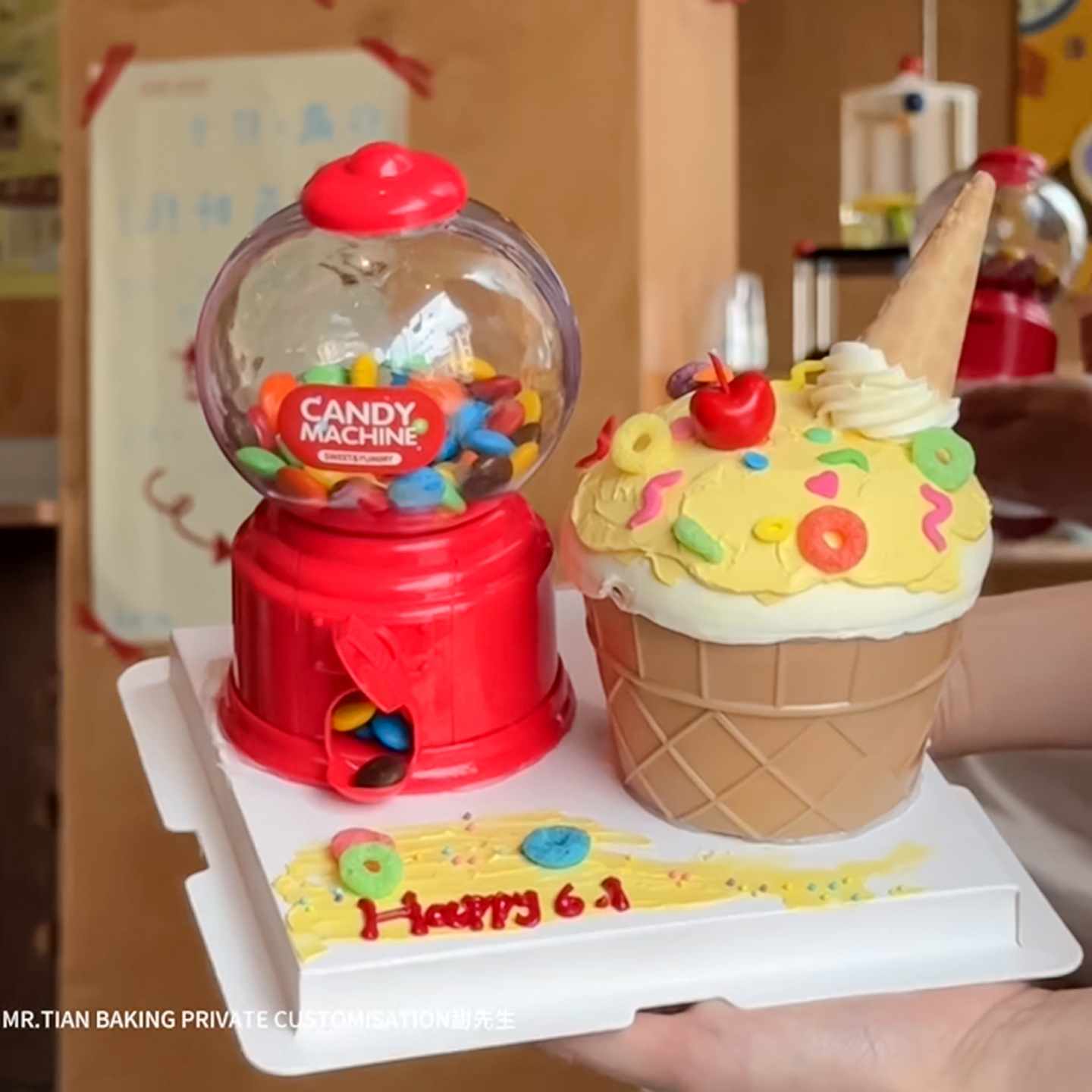 儿童生日糖果扭蛋机冰淇淋碗蛋糕