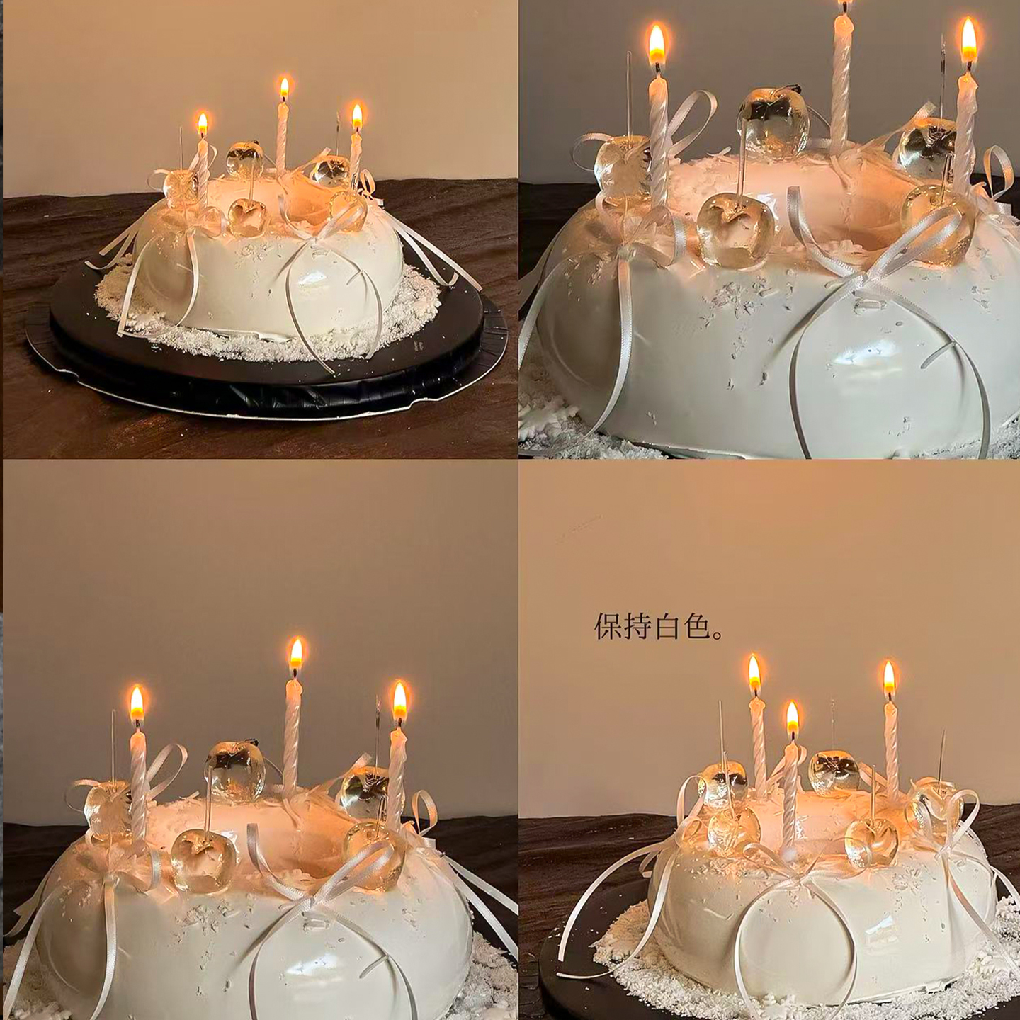 白色系圣诞节主题甜甜圈蛋糕装饰