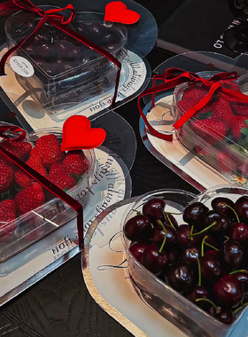 爆火秋冬季草莓车厘子水果礼盒爱心透明包装盒圣诞节法式果礼盒子
