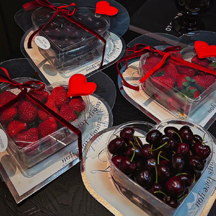 果礼盒子 盒圣诞节法式 爆火秋冬季 草莓车厘子水果礼盒爱心透明包装