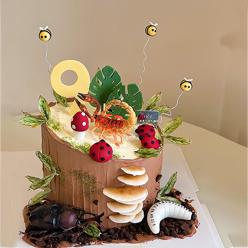 创意男孩生日昆虫蛋糕装饰