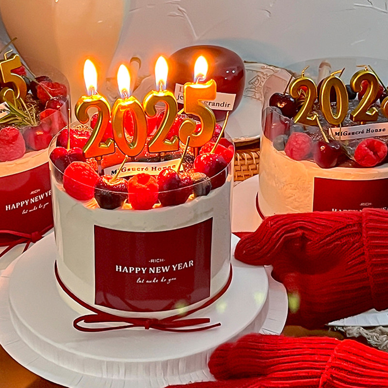 2025新年元旦除夕跨年夜车厘子蛋糕装饰新年贴纸金色数字蜡烛插件,节庆用品/礼品,蛋糕/烘焙装饰用品,淘宝优惠券,粉丝福利购,淘宝优惠卷