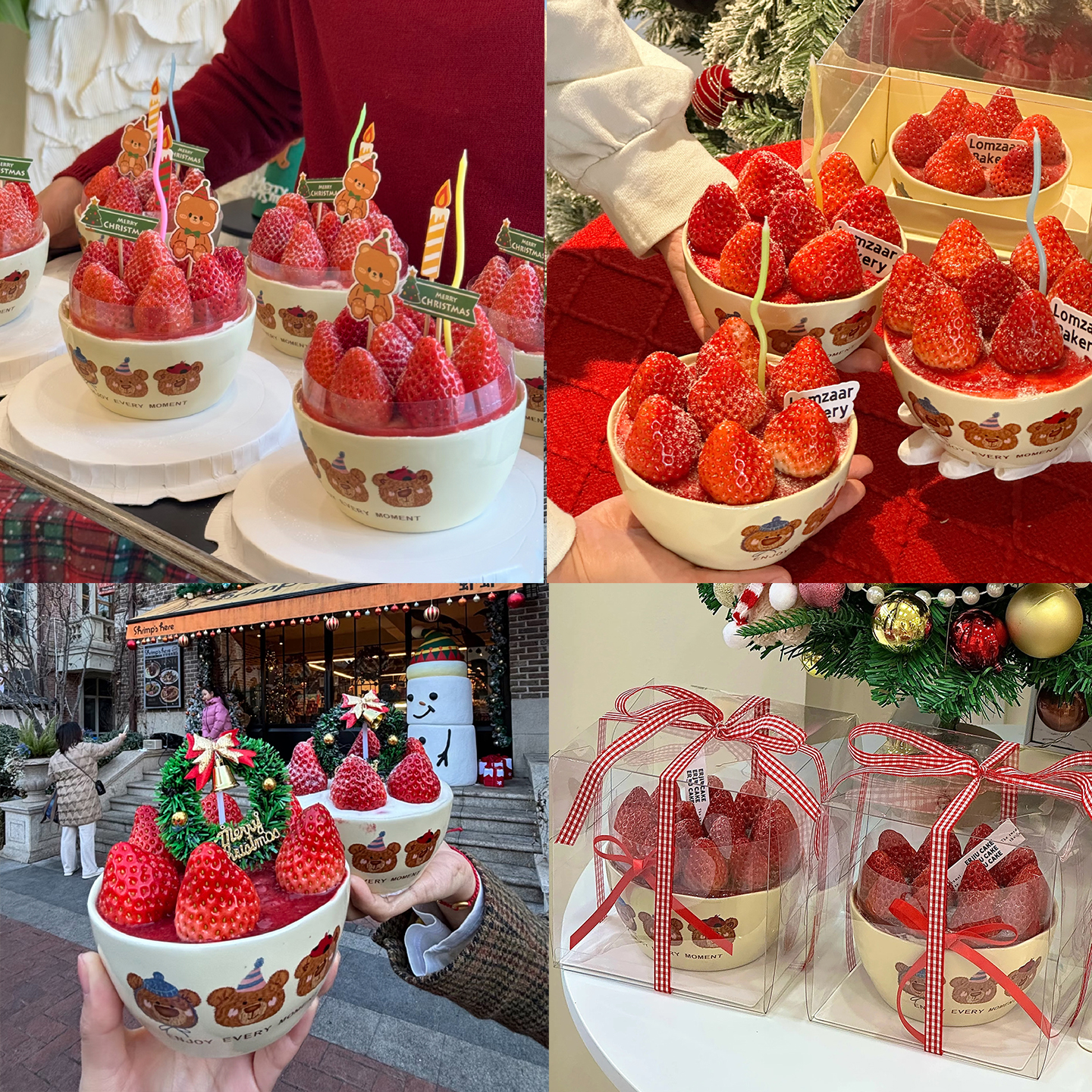 爆款冬季圣诞节主题草莓碗蛋糕
