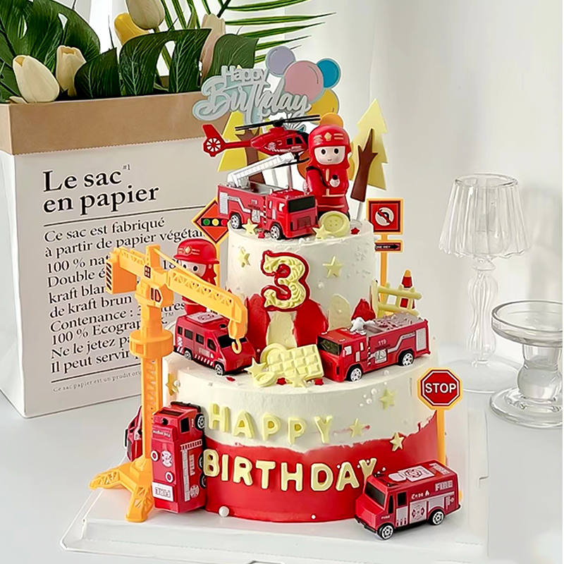 消防员蛋糕装饰摆件男孩