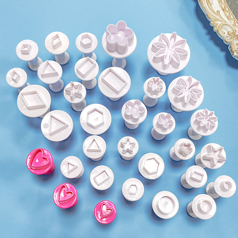 烘焙工具蛋糕配件造型压模几何图形按压式饼干弹簧模圆形花朵模具