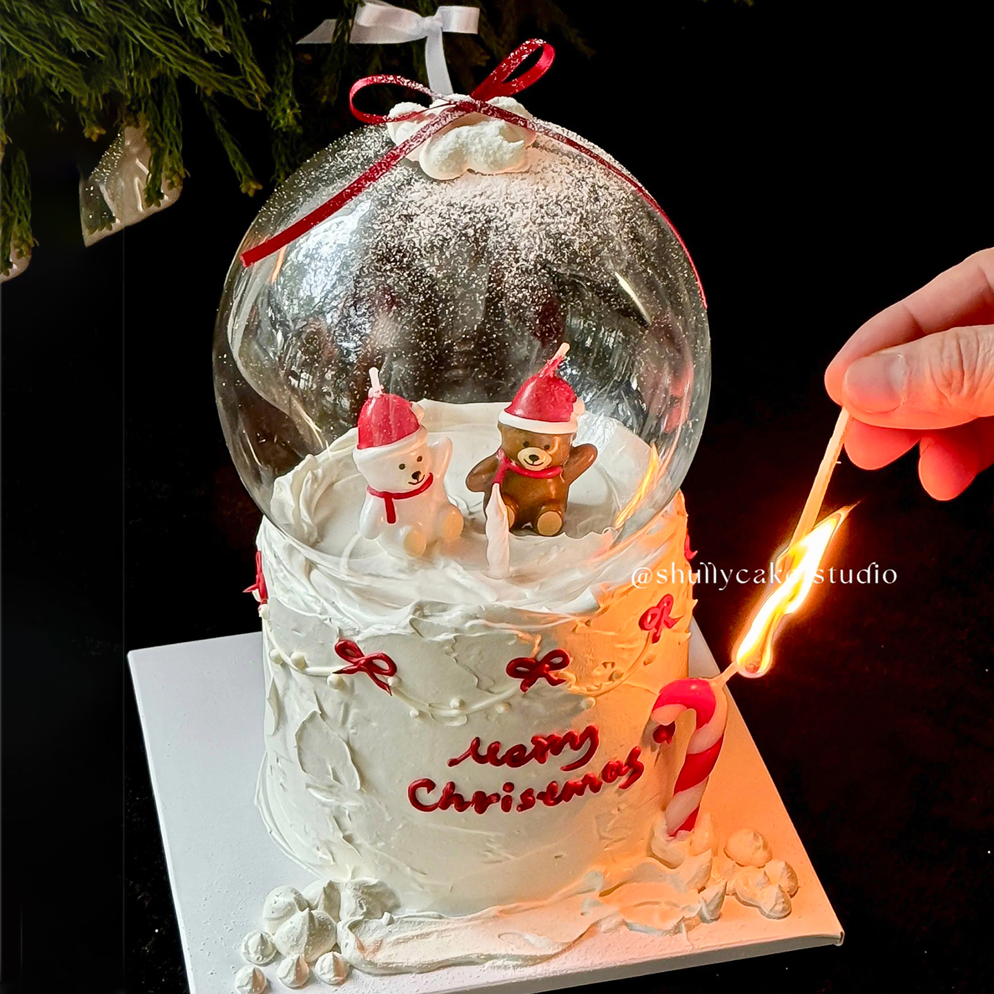 2025圣诞节主题水晶球蛋糕装饰