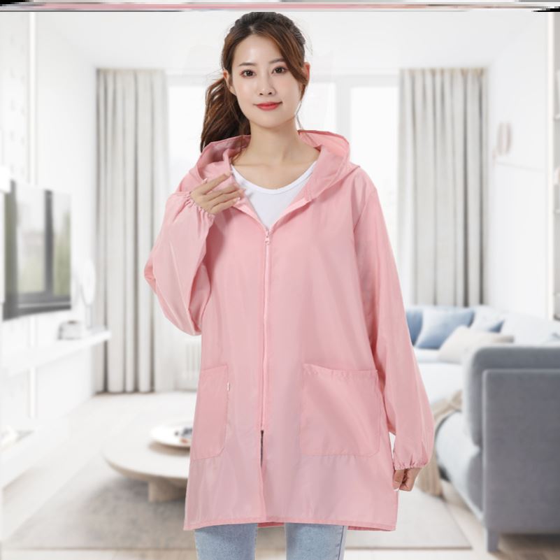 长袖新款围裙薄款防水防油小个子时尚罩衣女士上班干活穿的工作服