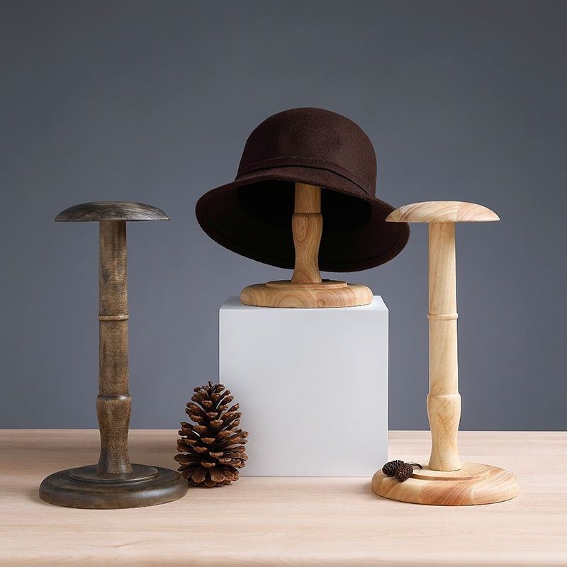 帽子展示架实木帽托木质头模帽架子服装店橱窗展示帽子架展示道具