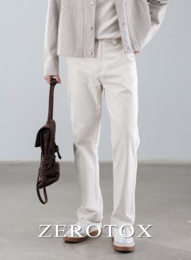 GZX ZEROTOX 棉质感水洗人字纹休闲长裤直筒宽松西装裤版型四季男