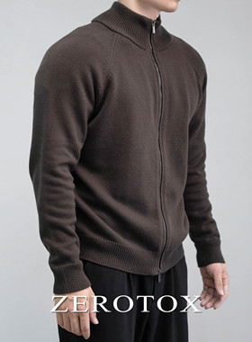 GZX ZEROTOX 复古棉质重磅精梳棉抗起球拉链针织外套秋冬加厚毛衣