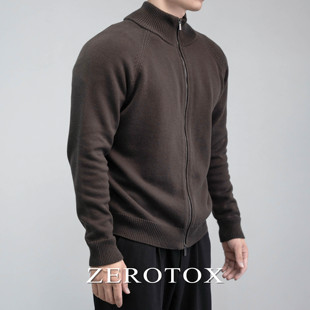 GZX 复古棉质重磅精梳棉抗起球拉链针织外套秋冬加厚毛衣 ZEROTOX