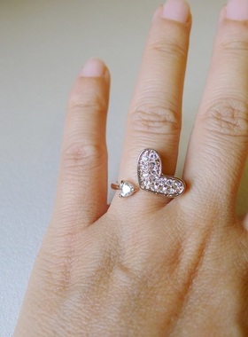 76C-17开口微调16.5号镶钻爱心女士戒指内径1.65CM