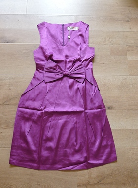 19唐朝 紫色无袖夏款女士裙子连衣裙法式气质显瘦S/L码清仓特价