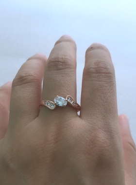 61内径1.8CM玫瑰金色细款镶钻锆石简约女士戒指