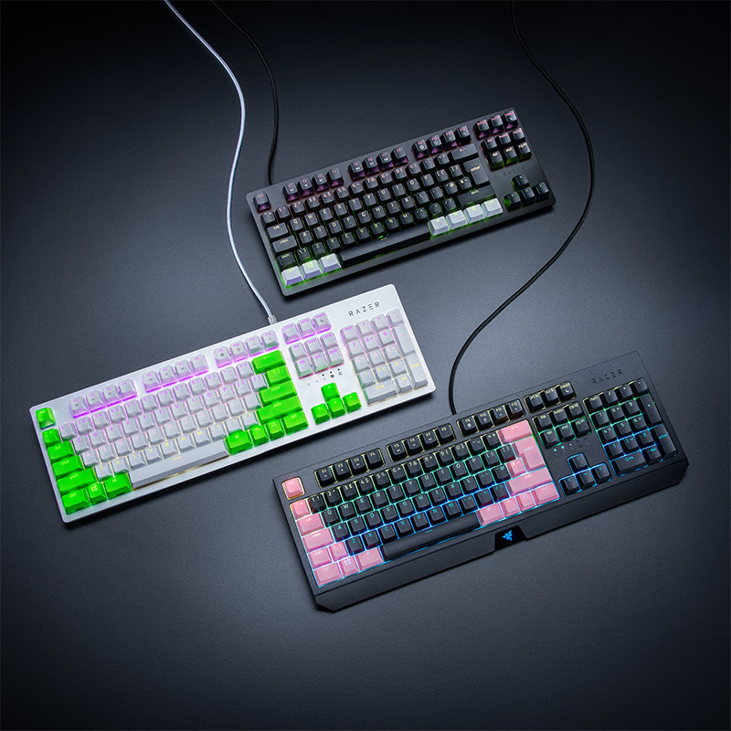 Razer雷蛇PBT键帽升级套件兼容电竞电脑游戏机械键盘透光弹簧线缆