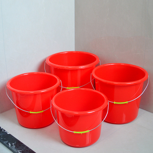大红色水桶塑料手提桶洗车耐摔家用洗拖把水果采摘桶提水桶加厚盖