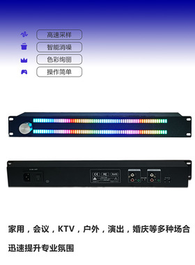 专业版机架音乐电平节奏灯1.5U声控感应氛围VU表全彩双排LED128珠