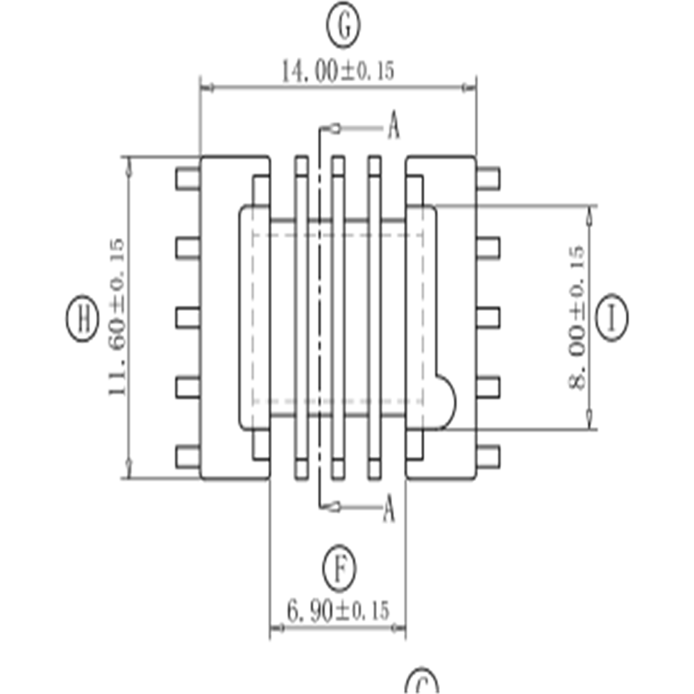 骨架卧式多槽5+5针L脚