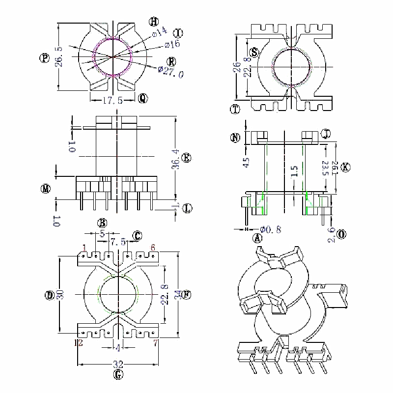 pq3235磁芯YT骨架变压器