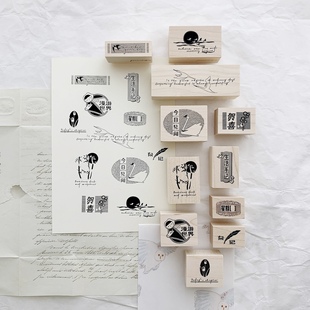 两只浣熊｜partialafra《怀旧日常》枫木树脂手帐旅行日记本印章