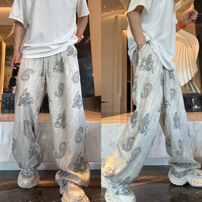 夏季潮牌时尚宽松垂感直筒休闲裤