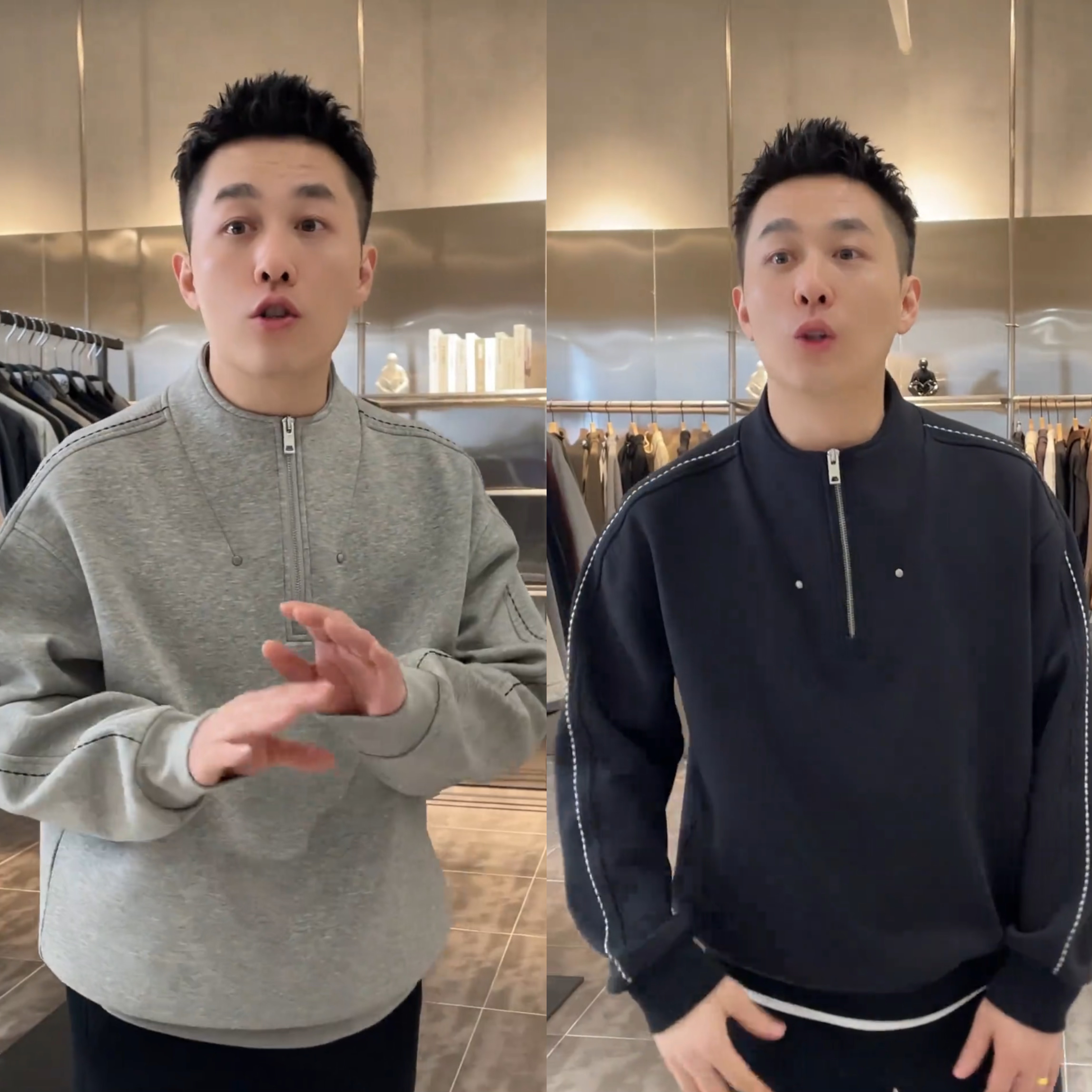 冬季加绒加厚明线结构半拉链卫衣