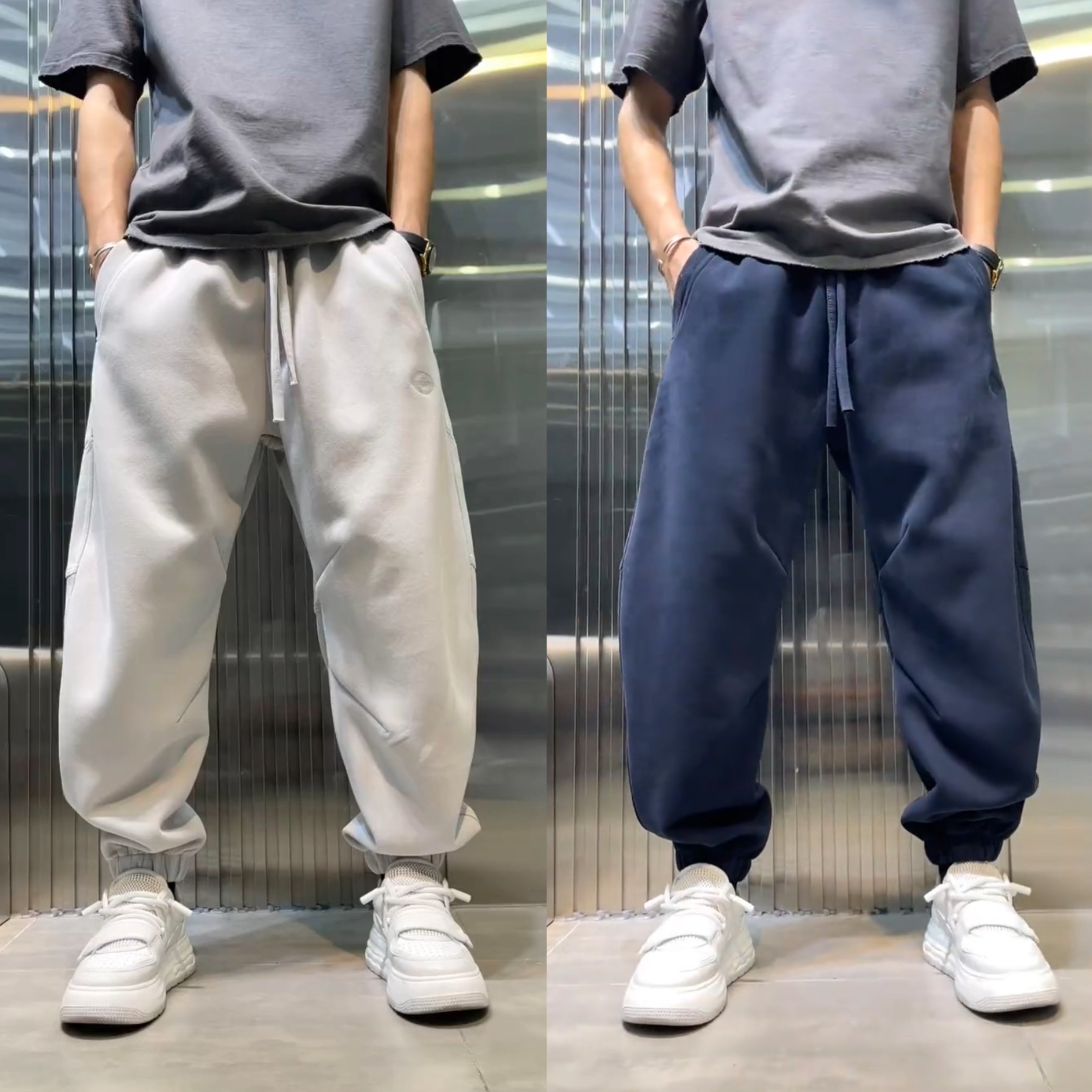 秋冬季加绒加厚弯刀刺绣休闲卫裤男士时尚潮流百搭运动束脚休闲裤,男装,卫裤,淘宝优惠券,粉丝福利购,淘宝优惠卷