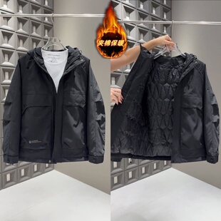 户外二棉外套男高级感百搭宽松工装 秋冬季 连帽款 休闲时尚 棉服 新款