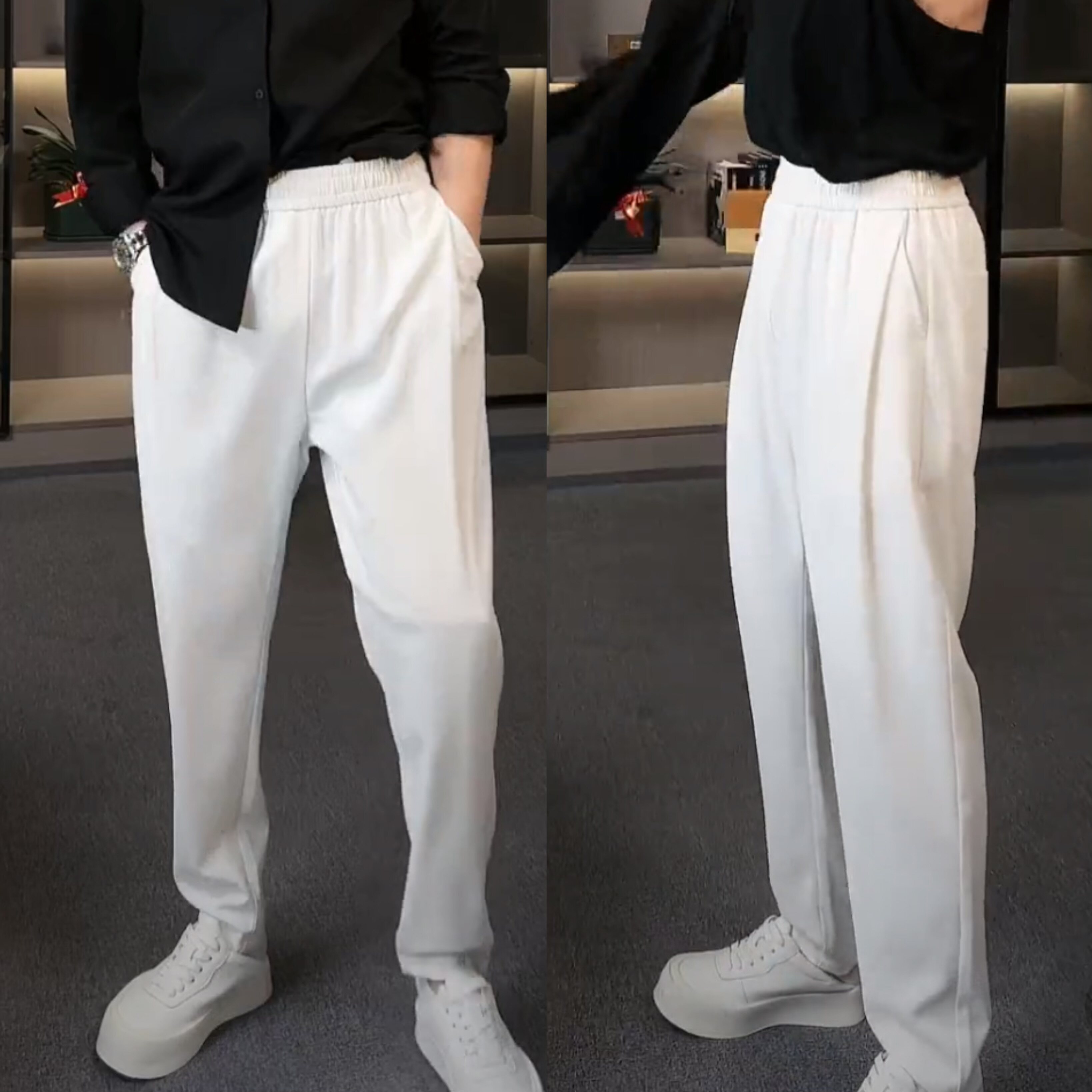 夏季新款抗皱免烫丝滑纯色休闲裤