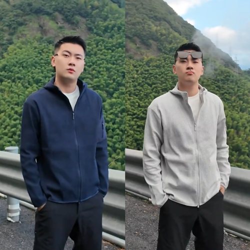 秋冬华夫格轻量连帽夹克外套男士