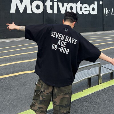 夏季美式休闲时尚蝙蝠短袖T恤