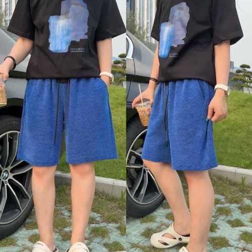 夏季老钱风宽松透气直筒五分短裤