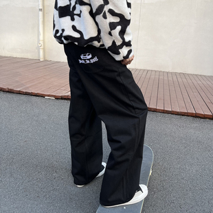 刺绣 情侣 美式 街头 BMX 滑板水洗牛仔裤 嘻哈街舞 大直筒宽松