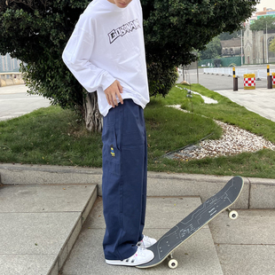 两色 滑板长裤 大直筒 宽松 伐木法工裤 刺绣 美式街头 BMX 街舞
